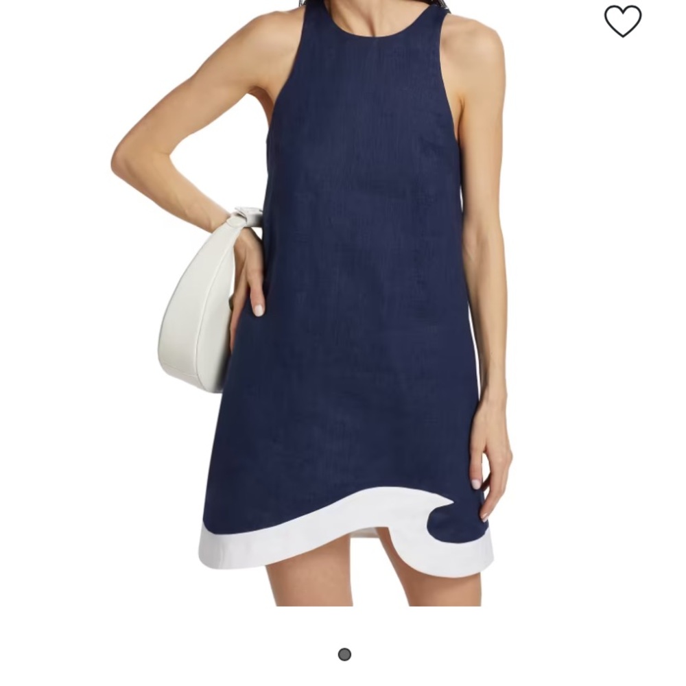 STAUD Navy Dress with White Accents